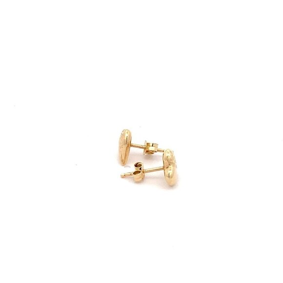 18K Yellow Gold Earrings Heart 1.11 grams Small - Picture 6 of 13